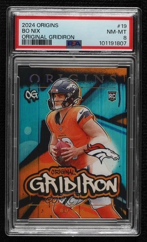 2024 Panini Origins Original Gridiron Bo Nix #19 PSA 8 Rookie RC