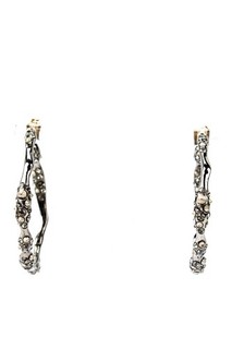 Alexis Bittar Womens Gunmetal Tone Crystal Molten Hoop Earrings