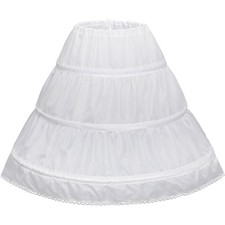 Abaowedding Girls' 3 Hoops Petticoat Full Slip Flower Girl 8-9, White