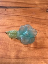Vintage Frosted Lucite Pastel Blue And Green Floral Flower Hair Barrett Clip