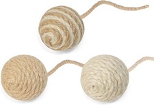 Cat Toy Ball with Sisal Rope Wrapping   3 Pack Sisal Cat Toy Ball with Rope 