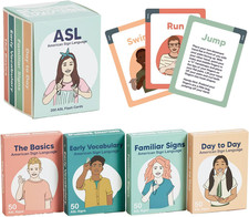 ASL Flash Cards - 200 American Sign Language Flash Cards for Beginners, Kids, Te