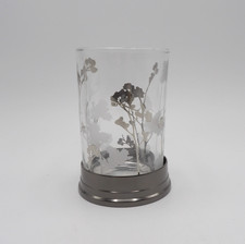Bella Lux Glass Bath Vanity Toothbrush Holder Tumbler Cup Floral Design BNWT