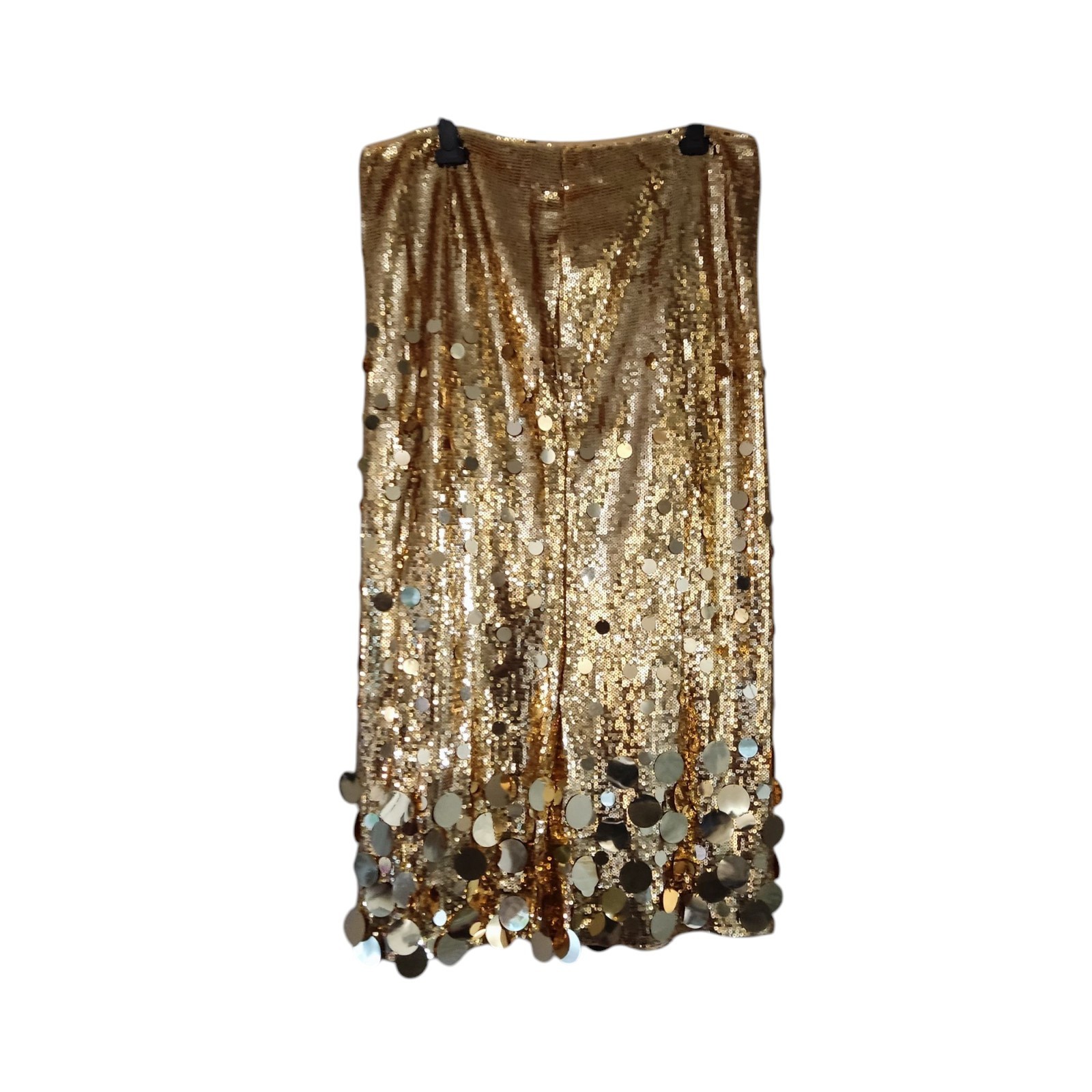 Gold Sequin Maxi Skirt with Disc Detail - Zip Closure & Elastic Waist - Women's XXL-image