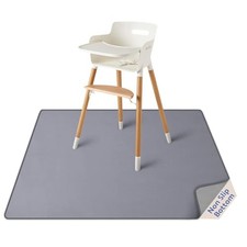 Baby Splat Mat for Under High Chair, 50.4 x 50.4 Inch Wipeable Splash Grey