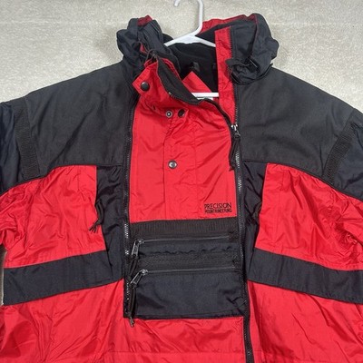 Precision Mountaineering VTG Mens Red Black Hooded Steel Tech Ski