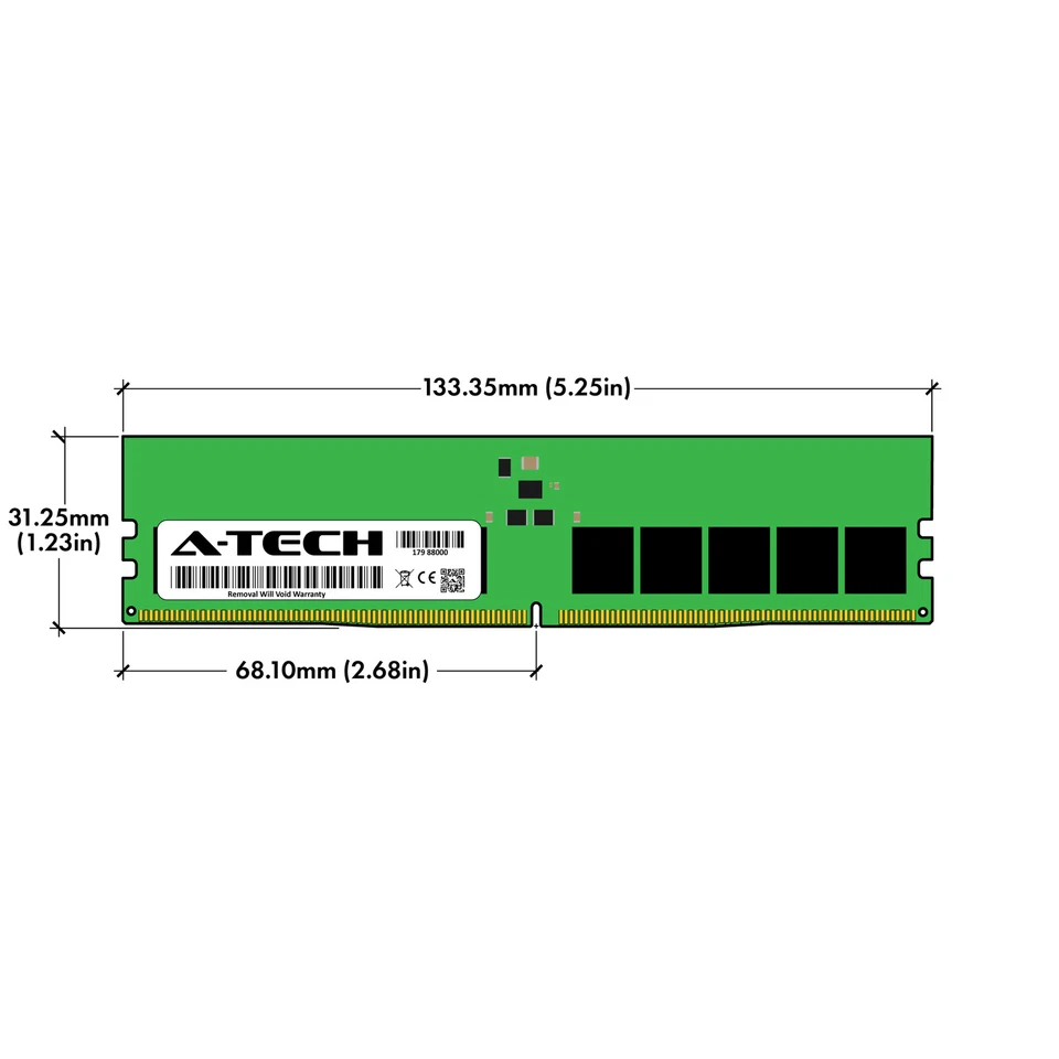 A-Tech 32GB 2Rx8 PC5-38400 DDR5 4800 MHz Unbuffered ECC UDIMM Server Memory RAM - Image 3 of 4