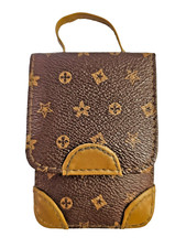 Brown Leather Travel Cuticle Tool Nail Clip Accessories CASE /atm card holder