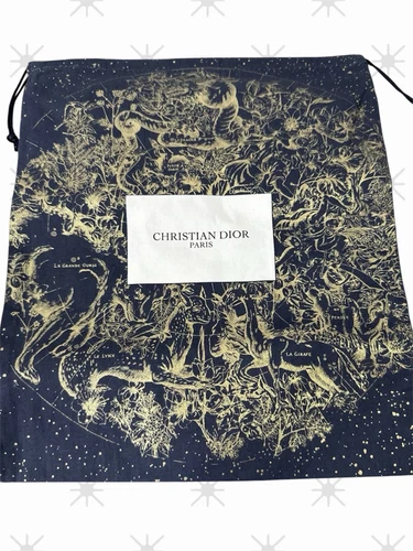 Sac à poussière neuf Dior Beauty cordon édition limitée bleu marine x or nouveauté GWP