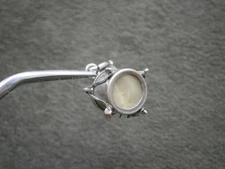 JMF Military Drum Mother of Pearl Vtg Sterling Silver Bracelet Charm 1.6g ~ FLAW