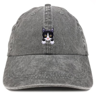 Trendy Apparel Shop Tuxedo Cat Kitten Patch Pigment Dyed One Size, Black