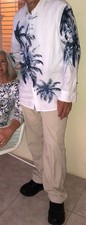 tommy bahama 100% linen shirt men M/M white w...