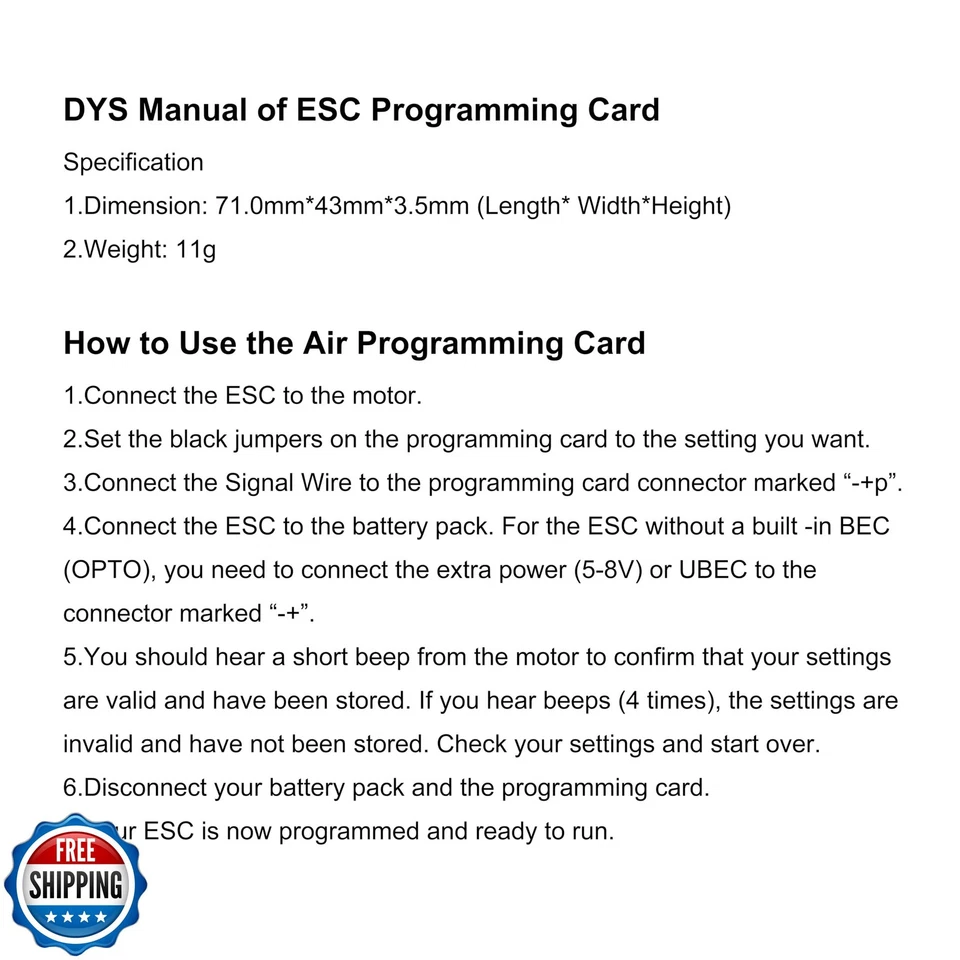 Tarjeta de programación ESC para DYS Series ESC Foto 3 de 3