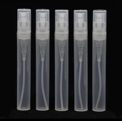 5 x 5ml Plastic Mist Spray Atomiser Bottle Refillable Perfume Sample Clear