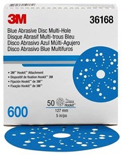 3M Hookit 36168 Blue Abrasive Disc Multi-Hole 5 in 600 Grit 50pk