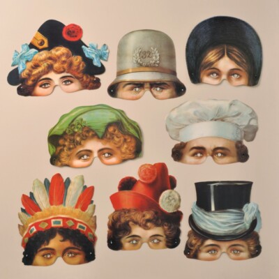 + SET 8 x MASKE AUS KARTON Spielzeugmuseum Nürnberg  R422 Fasching Theater