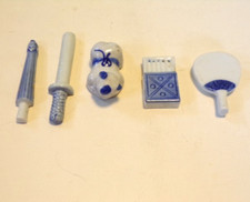 Vintage 5 Piece Variety Of Deep Blue White Chopstick Rest Porcelain 1960’s Japan