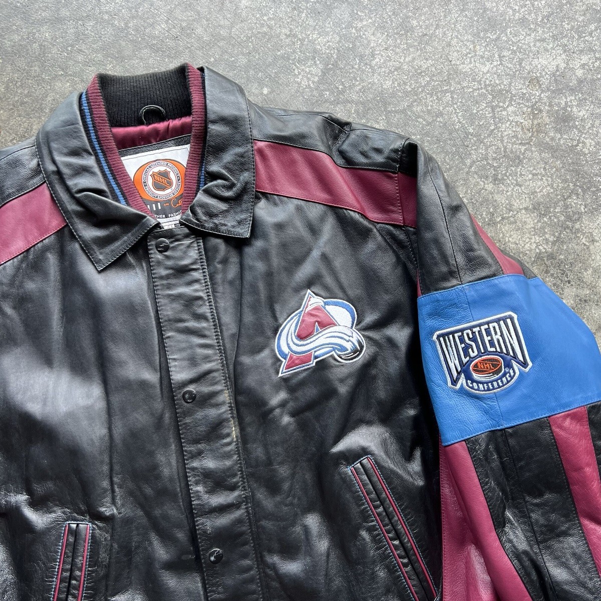 Vintage Colorado Avalanche Western Conference GIII Leather Jacket