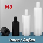 M3 5-50mm Abstandsbolzen Innen-Außengewinde Distanzbolzen Kunststoff Polyamid
