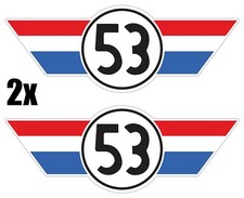 2x 53 Herbie New Beetle VW Volkswagen Adesivo Wings Herbie Cox Retrò