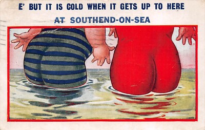 POSTKARTE COMIC SOUTHEND PADDELN DAMEN KALT WENN ES HIERHER KOMMT # 1881