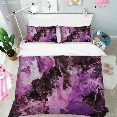 3D Marble Texture Black Purple Quilt Cover Set Bedding Sets Pillowcases 64