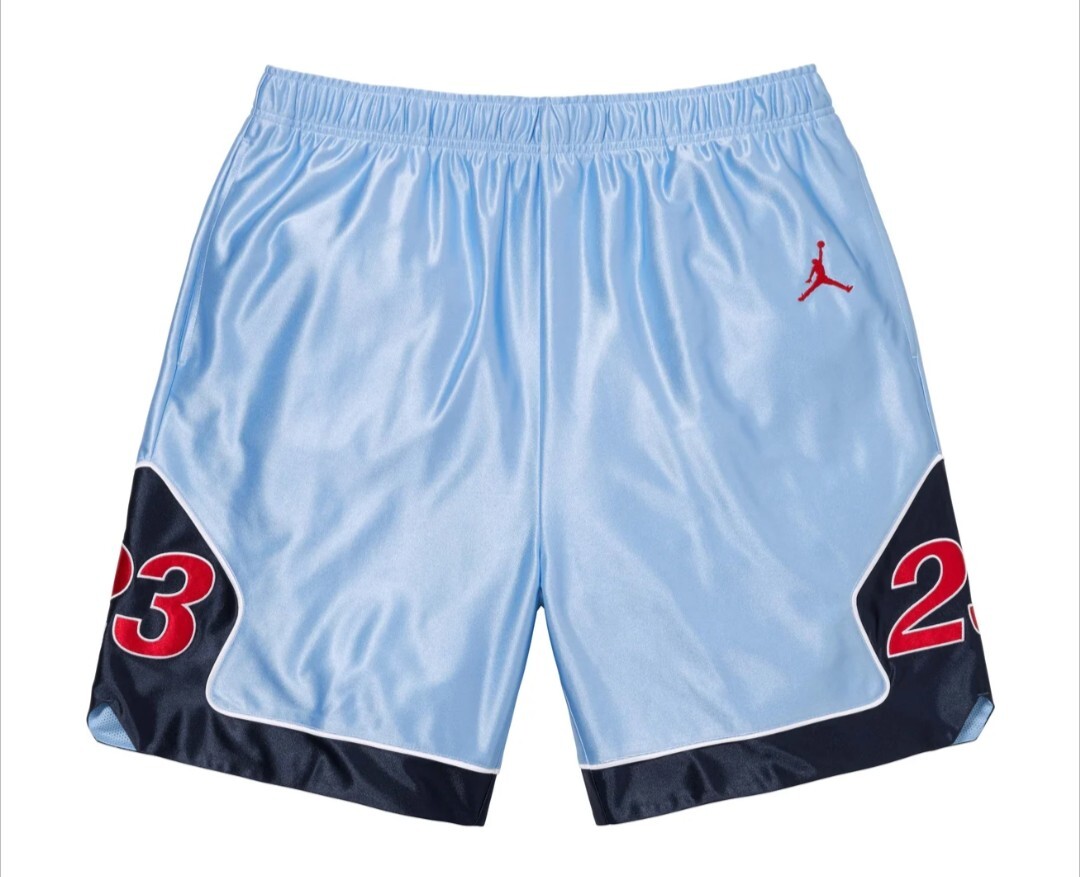 SUPREME X JORDAN WARM UP SHORT Light Blue Short Size Large SUPREME X JORDAN WARM UP SHORT Light Blue Short Size Large
