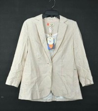 Ted Baker London Womens Ivory Single Button Notched Lapels Stripe Print Blazer