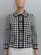Nwot Christian Dior Black/white Check 3/4 Slv Jacket F 34/us 2