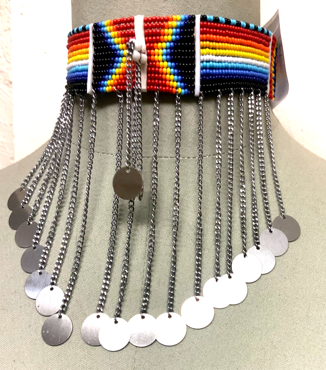 African/Maasai Beaded Choker in Kenya with Fine
