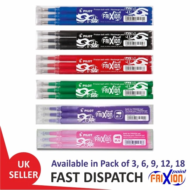 Pilot FriXion (BLS-FR7) 0.7mm Erasable Pen Refills For Ball & Clicker Pens