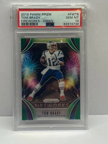 🔥  2019 Panini Prizm Tom Brady Fireworks FW-TB Green Prizm PSA 10 Gem Mint