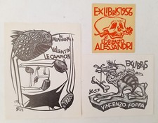 ♥ LOTTO 3 EX LIBRIS LORENZO ALESSANDRI Teschio SURFANTA ANNI 1956 57 62 p22