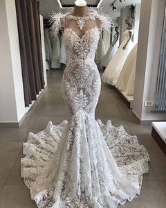 feather wedding gown