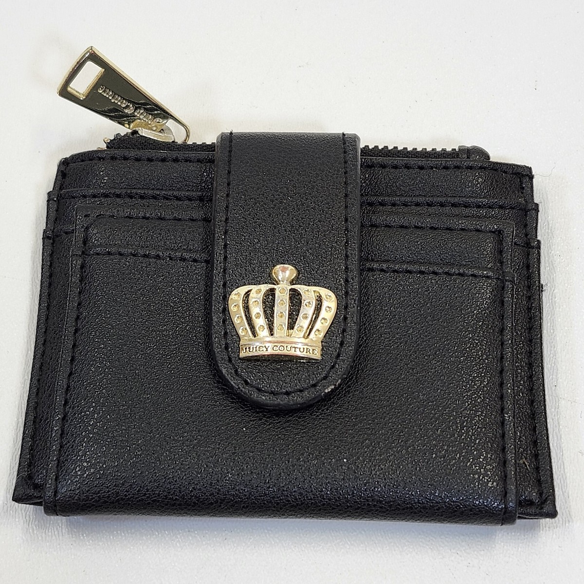 Juicy Couture Women's Black Leather Wallet Crown Pocketbook Credit