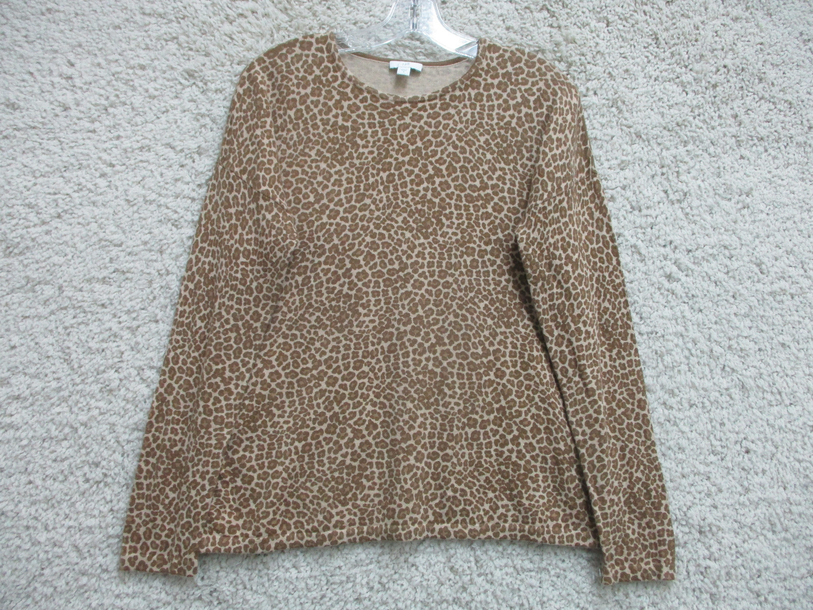 J Jill Sweater Small Adult Brown Leopard Pullover Stretch Crew Neck Womens S