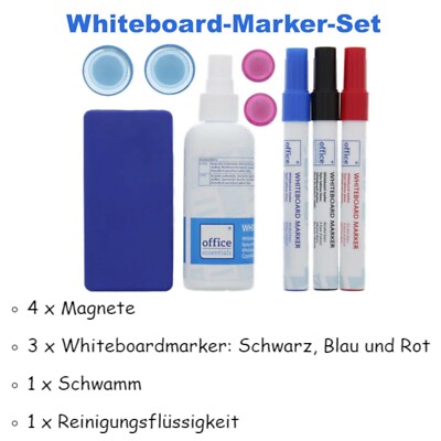 Whiteboard Marker Stifte Set  9 Teilig Reinigungsspray Magnete Schwamm