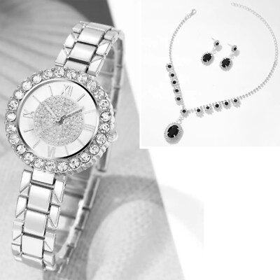   Ensemble Bijoux Femme - Montre Cristal & Parure Élégante  