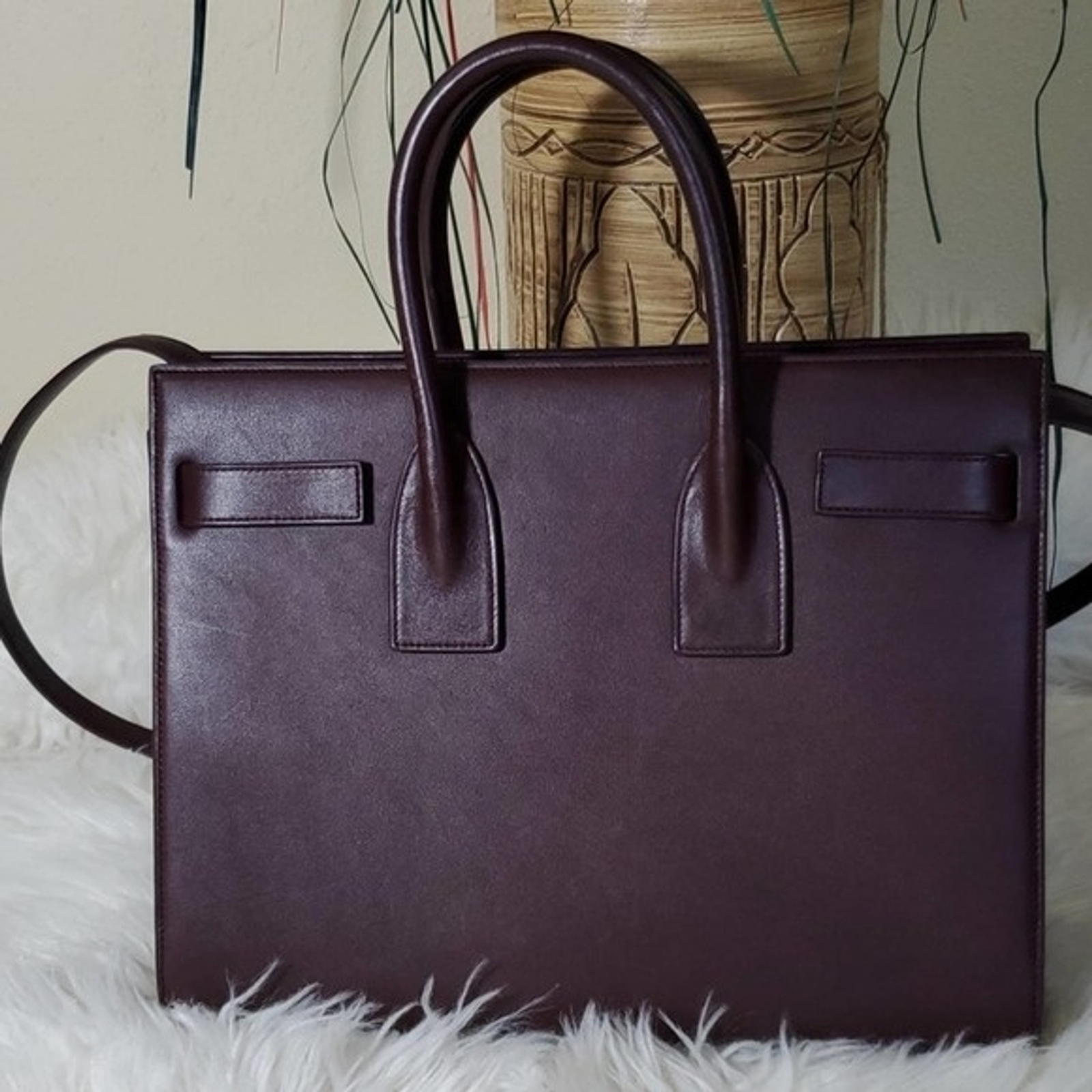 Autentica Yves Saint Laurent YSL BO Mini Borsa Giorno Amarena Viola Designer