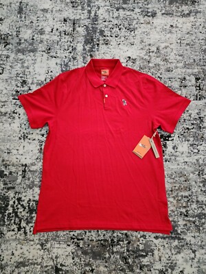 RARE Nike Tiger Woods TW Fist Pump Golf Polo Red Masters DC0347-657 Mens LARGE