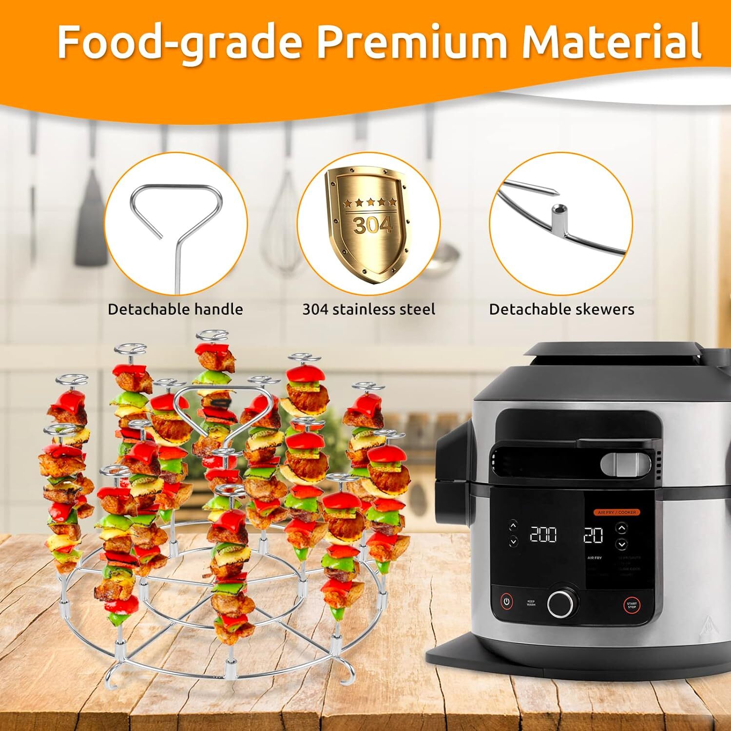 Air Fryer Skewers Kebab Stand Ninja 15 in 1 Accessories Pot/Pressure