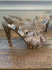 Prada Giunco Cage Vamp High Heels Sandals Beige SZ (37.5), (7.5) $750