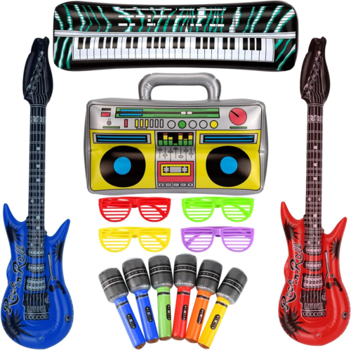 10 Pcs Inflatable Rock Star Toy Set Inflatable Guitar Piano Party Props for Conc - Picture 8 of 12