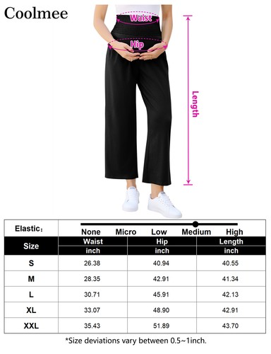 Women's Maternity Trousers Elastic Waist Wide Leg Loose Pregnancy Palazzo Pants - Picture 6 of 28