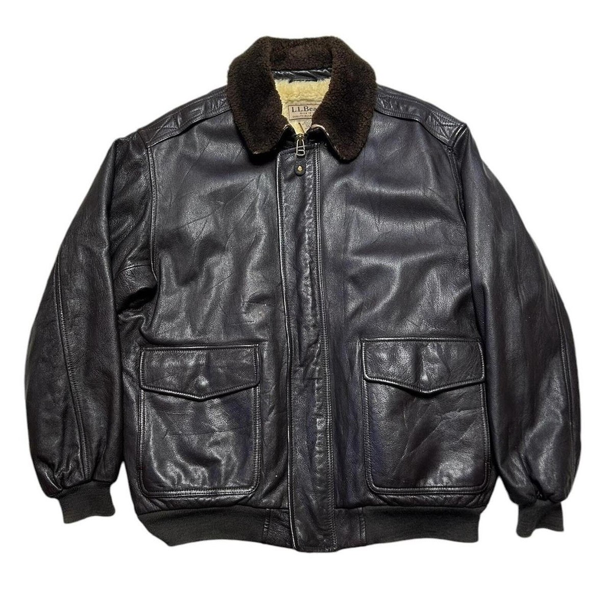 ジャケット・アウター 80s L.L Bean A-2 real leather bomber jkt L.L. Bean Vintage Flying Tiger Brown Goatskin Leather A-2