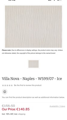 High End Designer Villa Nova #599/07 Ice Wallpaper less then half price!