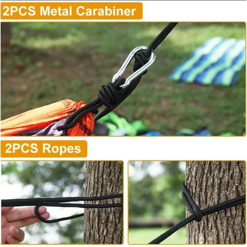 with Hanging Straps Camping Hammock Double Nylon Camping Swing Outdoor - Picture 5 of 12