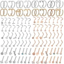 32PCS/LOT Nose Hoop & L/Bone/Screw Shaped Nose Studs Ear Lip Ring Piercing 20G