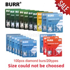 100Pcs Dental Diamond Burs High Speed Handpiece Friction Grip 20 Types