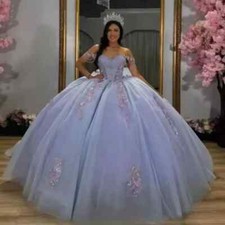 Princess Quinceanera Dresses Ball Gown Lace Beading Birthday Party Sweet16 Dress